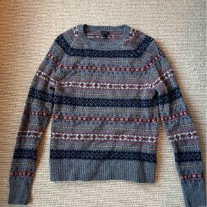 J. Crew Multicolor Patterned Wool Crewneck Sweater